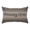 Mayflower Market Pillow Custom House Black Tan Jacquard Amazing Grace Pillow 14x22