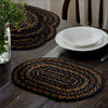 Mayflower Market Placemat Black & Tan Jute Oval Placemat Set of 6 10x15