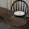 Mayflower Market Placemat Black & Tan Jute Oval Placemat Set of 6 12x18