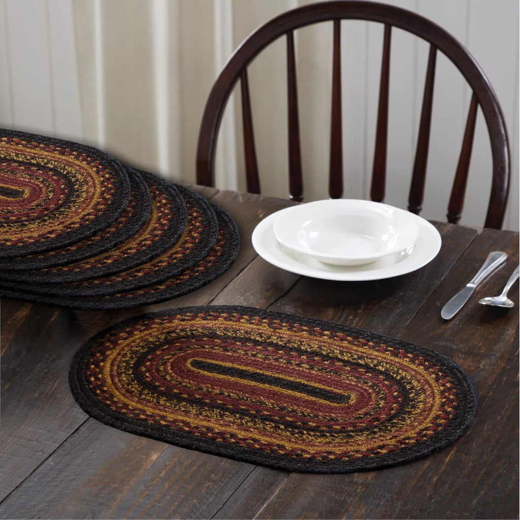 Mayflower Market Placemat Heritage Farms Jute Oval Placemat Set of 6 10x15