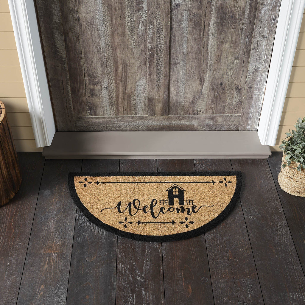 Welcome Rug Foot Saltbox Coir Welcome Rug Half Circle 16.5x33