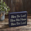 Mayflower Market Sign Bless The Lord Blue Wooden Sign 6x8x1.5