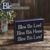 Mayflower Market Sign Bless The Lord Blue Wooden Sign 6x8x1.5