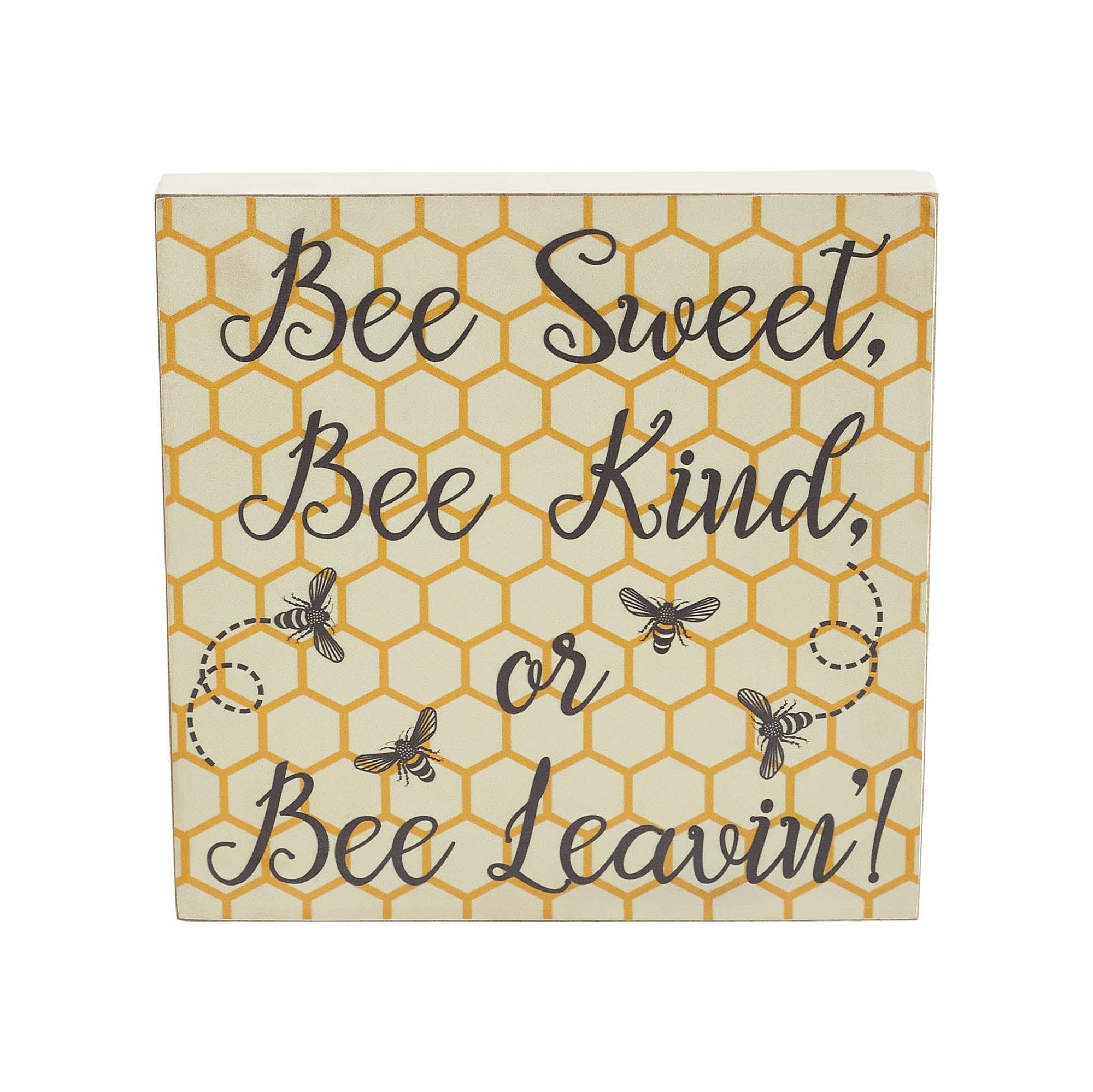 Bee Block Sign Buzzy Bees Bee Sweet, Bee Kind, or Bee Leavin! MDF Block Sign 8x8x1
