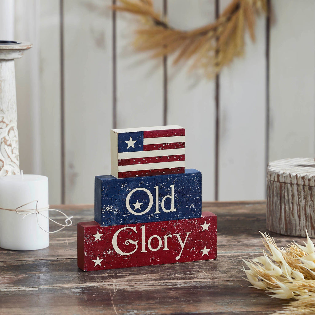 Mayflower Market Sign Vintage Old Glory w/ Flag MDF Block Sign 7.5x8x1.125