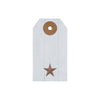 Mayflower Market Tag Faceted Barn Star Barnwood Paper Tag Barn Red 2.75x1.5 w/ Twine Set of 50