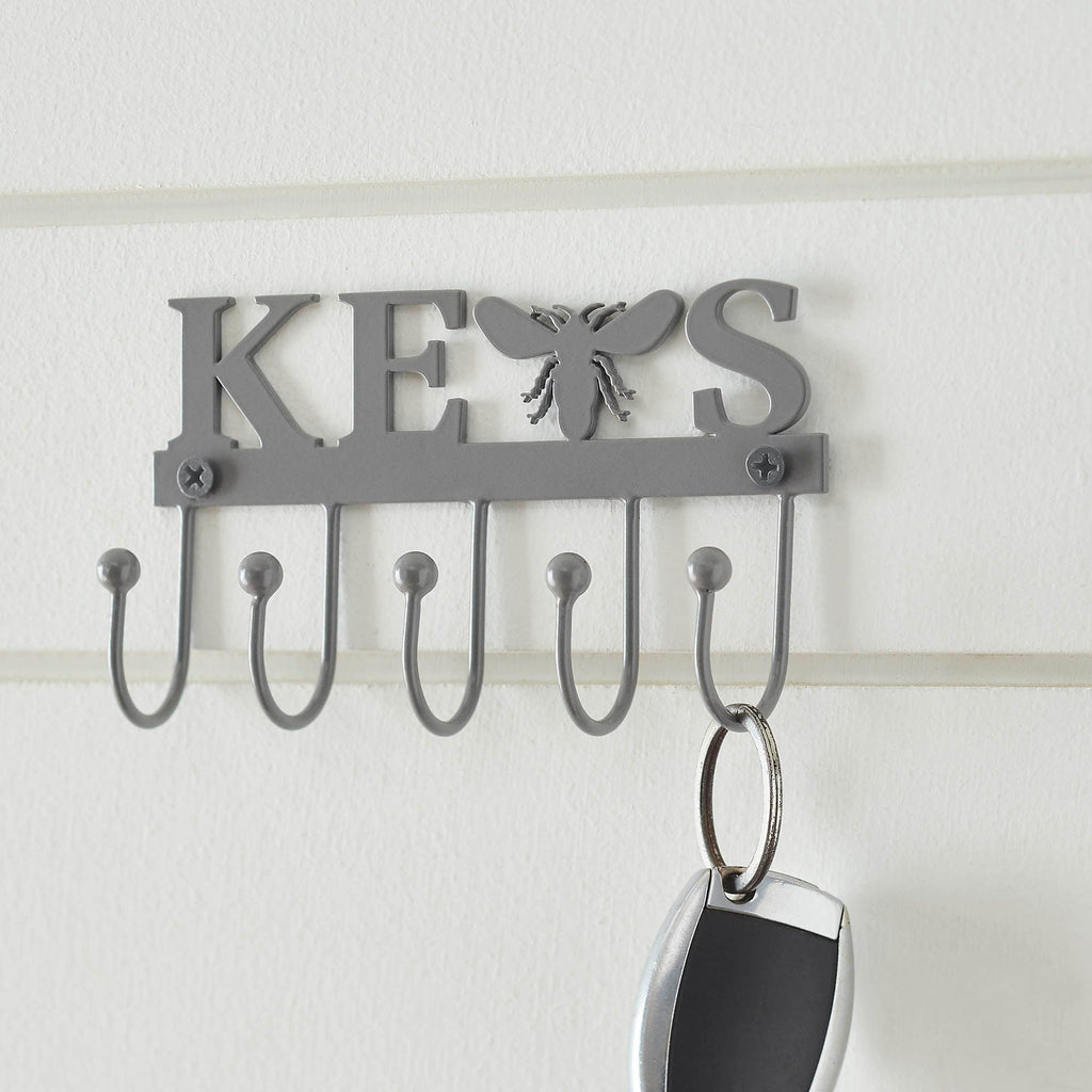 Metal Bee Key Rack Buzzy Bees Metal Wall Mount Bee Key Holder Grey 3x5.3
