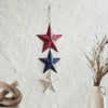 Mayflower Market Wall Hanging Painted Metal RWB Stars Wall Hanging w/ Jute Twine 20x8x1