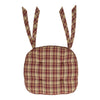 Oak & Asher Chair Pad Beckham Red Black Tan Plaid Chair Pad with Ties - 15.5x17 Rustic Farmhouse Stuffed Seat Cushion