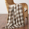 Oak & Asher Throw Cocoa Brown Woven Check Throw Blanket with Fringe 50x60