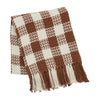 Oak & Asher Throw Dark Amber Woven Check Throw Blanket with Fringe 50x60