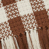 Oak & Asher Throw Dark Amber Woven Check Throw Blanket with Fringe 50x60