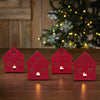 Tealight Holder House Barn Red Set of 4 4.5x3.75x2.25 - The Village Country Store 