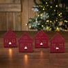 Tealight Holder House Burgundy Set of 4 4.5x3.75x2.25 - The Village Country Store 