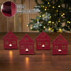 Tealight Holder House Burgundy Set of 4 4.5x3.75x2.25 - The Village Country Store 