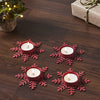 Tealight Holder Snowflake Barn Red Set of 4 0.6x4.13x4.13 - The Village Country Store 