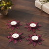 Tealight Holder Snowflake Burgundy Set of 4 0.6x4.13x4.13 - The Village Country Store 