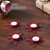 Tealight Holder Snowflake Burgundy Set of 4 0.6x4.13x4.13 - The Village Country Store 