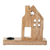 Tealight Holder Wooden Saltbox House w/ Star Natural 10.25x9x2.5 - The Village Country Store 