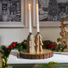 Seasons Crest Candle Holder Tree Natural Wooden Taper Candle Holder Set of 2 - 6x3x3