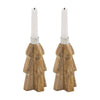 Seasons Crest Candle Holder Tree Natural Wooden Taper Candle Holder Set of 2 - 6x3x3