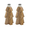 Seasons Crest Candle Holder Tree Natural Wooden Taper Candle Holder Set of 2 - 6x3x3