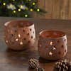 Votive Candle Holder Stars Rust Set of 2 - The Village Country Store 