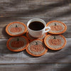 Harvest Blessings Natural Stencil Pumpkin Coaster Set of 6 - The Village Country Store 