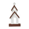 Seasons Crest Figurine Brown Roof White Church Wooden Figurine 12x6x1