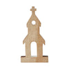 Seasons Crest Figurine Brown Roof White Church Wooden Figurine 12x6x1