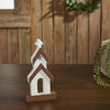 Seasons Crest Figurine Brown Roof White Church Wooden Figurine 8x4x1