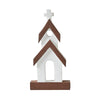 Seasons Crest Figurine Brown Roof White Church Wooden Figurine 8x4x1