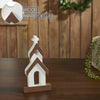 Seasons Crest Figurine Brown Roof White Church Wooden Figurine 8x4x1