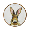 Seasons Crest Figurine Bunny Hop Wooden Plate White w/ Bunny 8.5 inch Diameter