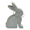 Seasons Crest Figurine Bunny Hop Wooden Sitting Bunny Grey w/ Natural Beads 6x4x1