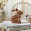 Seasons Crest Figurine Bunny Hop Wooden Sitting Bunny Natural w/ Pearl Beads 6x7.25x1.5