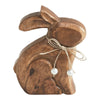 Seasons Crest Figurine Bunny Hop Wooden Sitting Bunny Natural w/ Pearl Beads 6x7.25x1.5