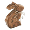 Seasons Crest Figurine Bunny Hop Wooden Sitting Bunny Natural w/ Pearl Beads 6x7.25x1.5