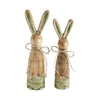 Seasons Crest Figurine Bunny Hop Wooden Skinny Bunnies In Green Enamel Set of 2 Sizes