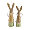 Seasons Crest Figurine Bunny Hop Wooden Skinny Bunnies In Green Enamel Set of 2 Sizes