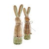 Seasons Crest Figurine Bunny Hop Wooden Skinny Bunnies In Green Enamel Set of 2 Sizes