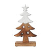 Seasons Crest Figurine Christmas Tree Two Toned White Natural Wooden Figurine 10x5.5x2