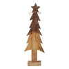 Christmas Tree Wooden Two Toned Brown Natural Figurine 19.75x6.5x2.25 - The Village Country Store 