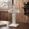 Seasons Crest Figurine Distressed White Ornate Wooden Cross w/ Base 13x7.5x5