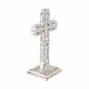 Seasons Crest Figurine Distressed White Ornate Wooden Cross w/ Base 13x7.5x5