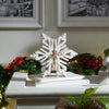Seasons Crest Figurine Distressed White Wooden Snowflake 5.75x5.75x1