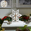 Seasons Crest Figurine Distressed White Wooden Snowflake 5.75x5.75x1