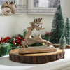 Seasons Crest Figurine Feathered Finish Wooden Reindeer 7x6.5x2