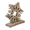 Seasons Crest Figurine Feathered Finish Wooden Snowflake Natural 7.5x8x2.5