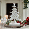Seasons Crest Figurine Festive Fir Distressed White Wooden Tree Large 12.75x8.25x2.5